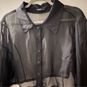 Sheer Black Button-Up Blouse